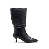 Lucia Womens Ruched Leather Heel Boot