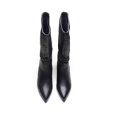 Lucia Womens Ruched Leather Heel Boot