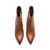 Noa Womens Croc Leather Heel Bootie