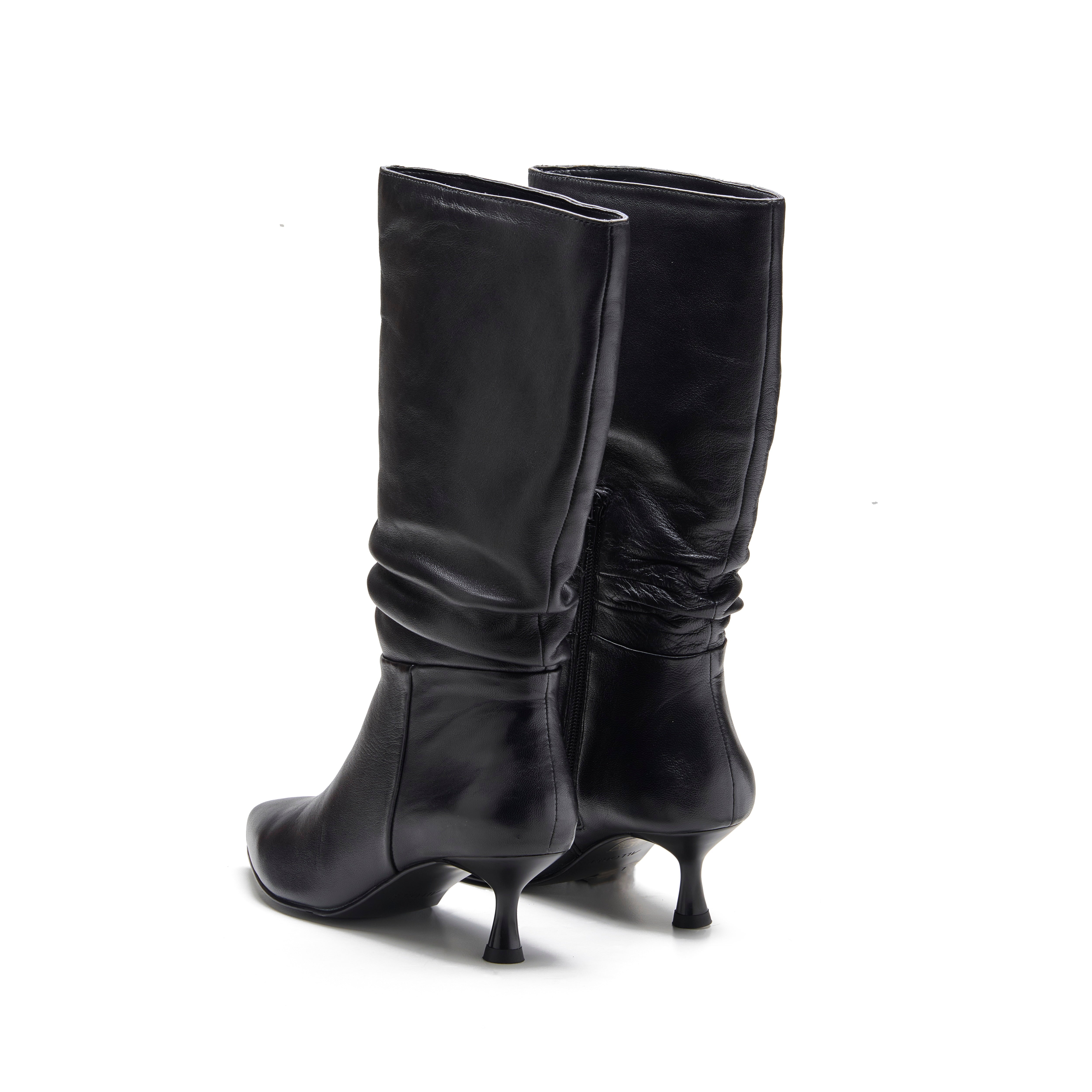 Lucia Womens Ruched Leather Heel Boot
