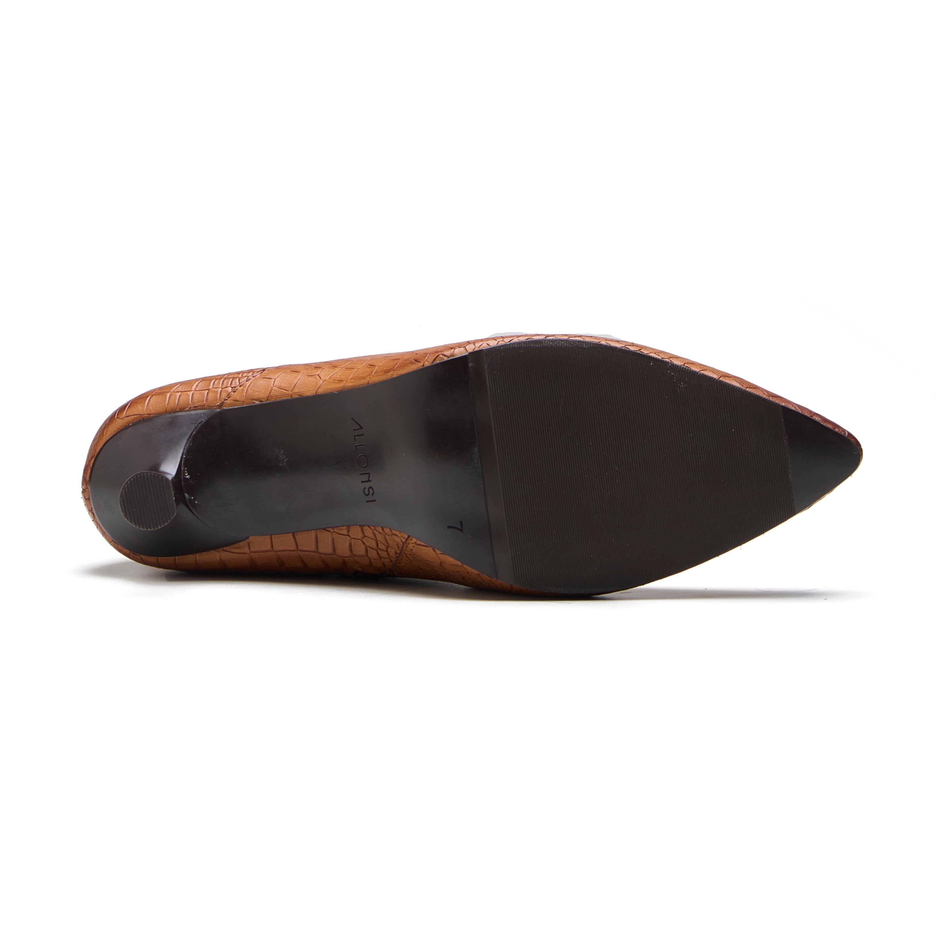 Noa Womens Croc Leather Heel Bootie