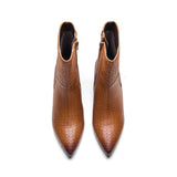 Noa Womens Croc Leather Heel Bootie